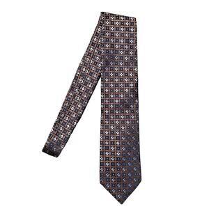 Ike Behar 100% Silk Tie Necktie Jacquard Hand Tailored Floral Blue Brown Classic
